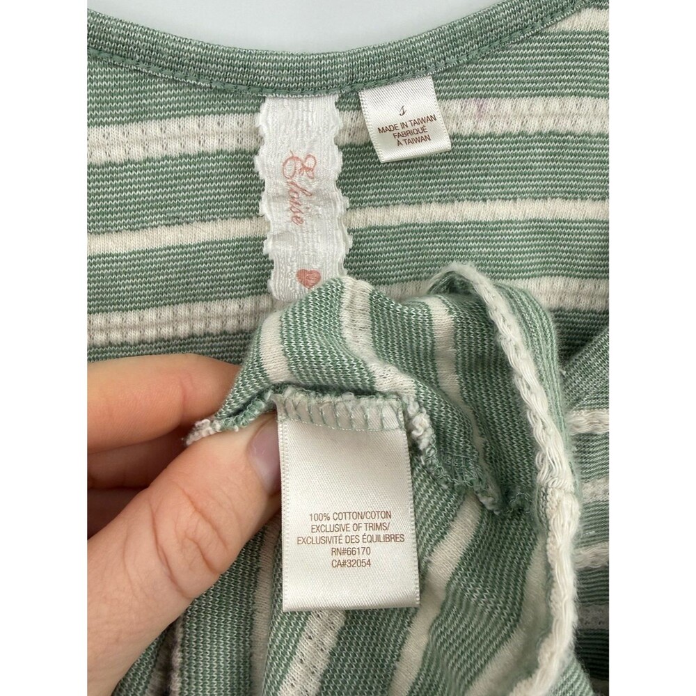 Anthropologie Elodie Striped Henley Tank | Sage / Ivory | Small - Picture 4 of 6